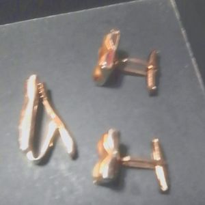 Vintage Sarah Covey gold & stone cugf links, the clip